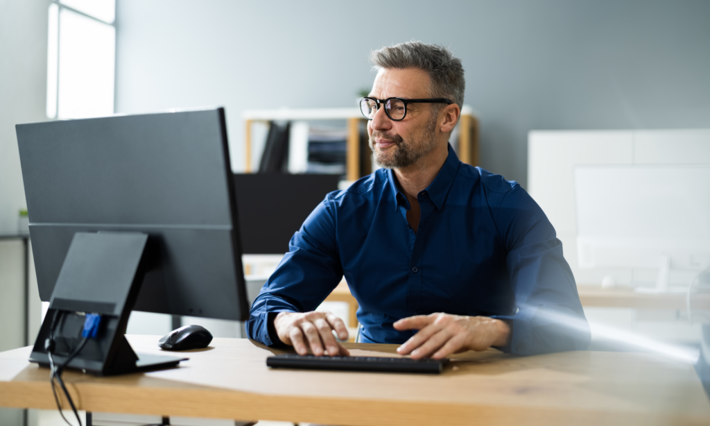 Man looking at computer